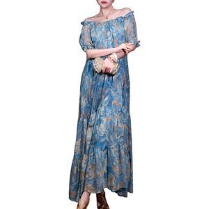 Brc By Burryco Womens  Off-The-Shoulder Maxi Dress, Blue